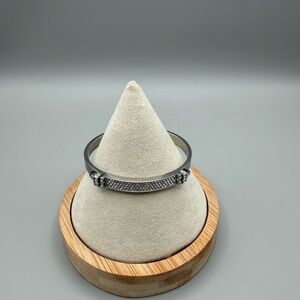 Rhodium Plated Swarovski Pave Hinge Bangle